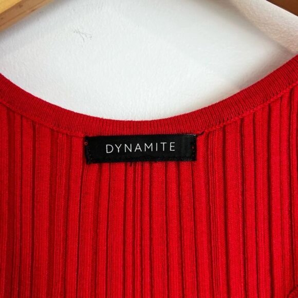 Dynamite Women’s Small Red Rib Knit Bodycon Sleeveless Slit Midi Dress - Picture 7 of 8